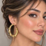 گوشواره زنانه مدل بامبو طلایی استیل