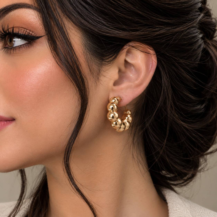 گوشواره زنانه مدل زارا طلایی استیل